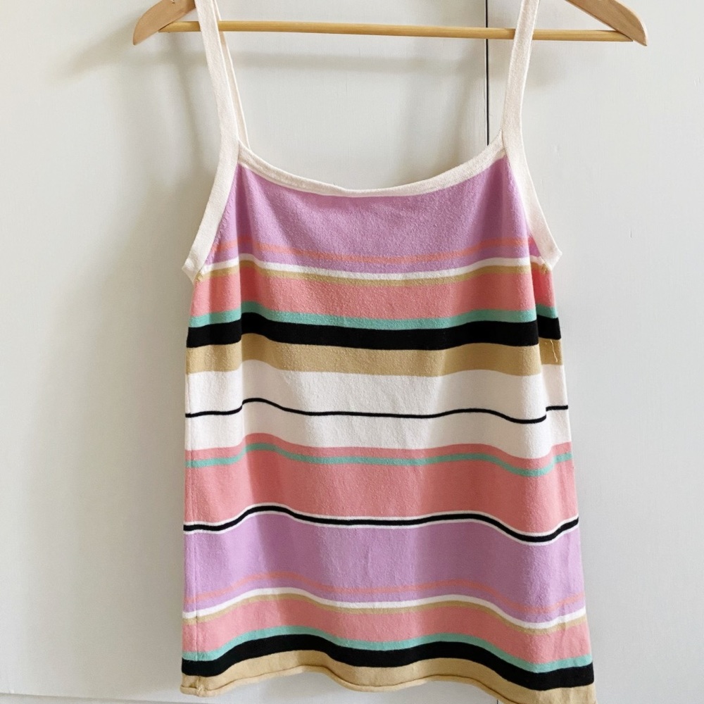 Vintage Soft Grey striped knit tank top
